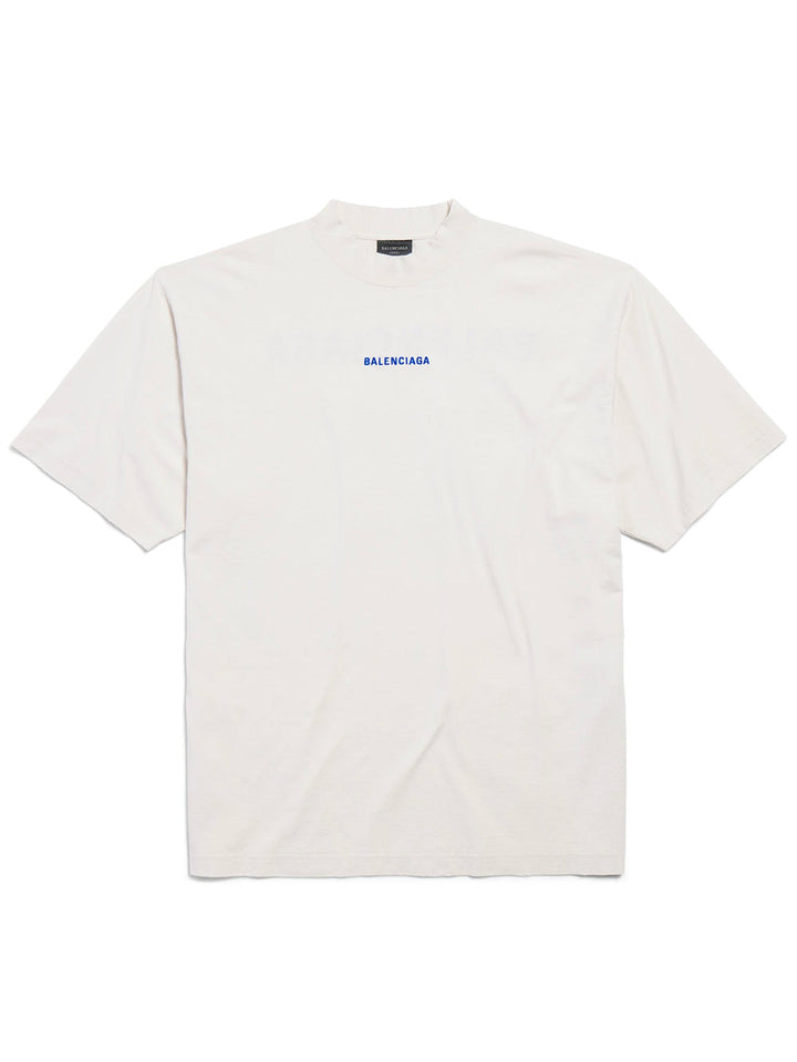 Balenciaga Men Balenciaga Back T-Shirt Medium Fit In Dirty White/Blue