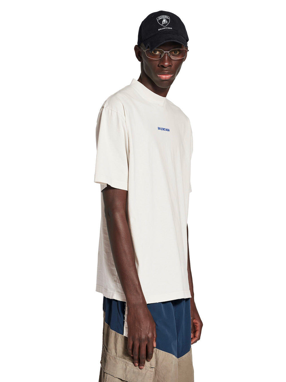 Balenciaga Men Balenciaga Back T-Shirt Medium Fit In Dirty White/Blue