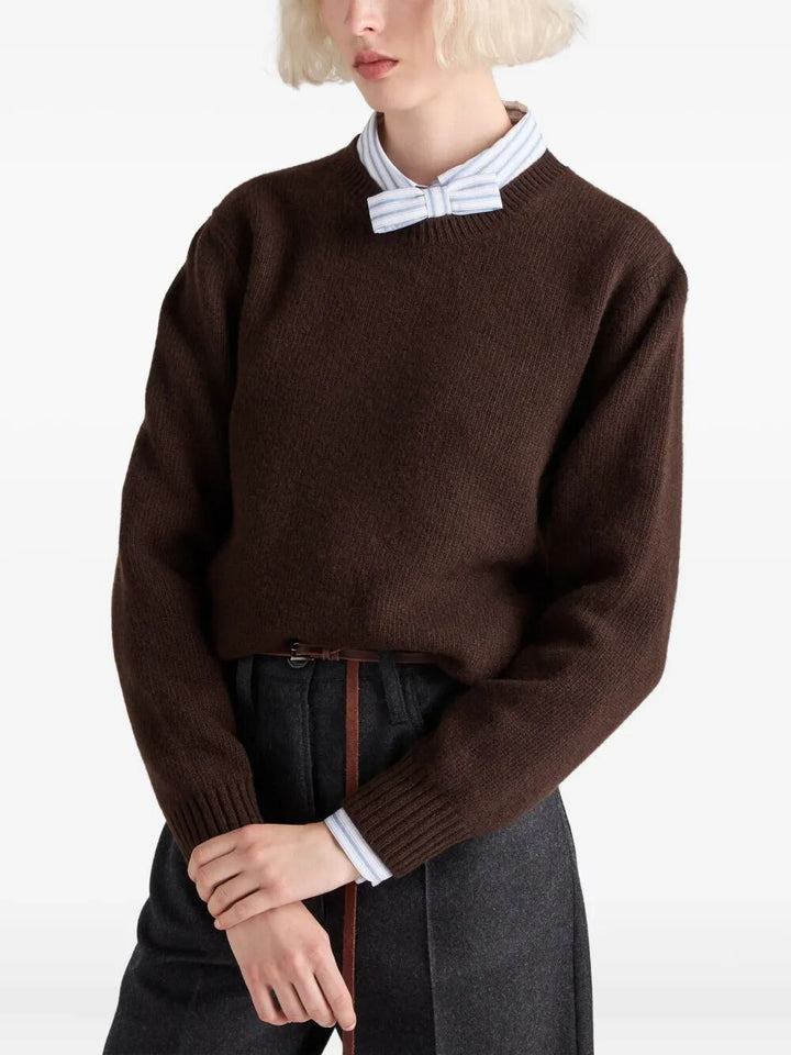 Prada Women Wool And Cashmere Crew-Neck Sweater