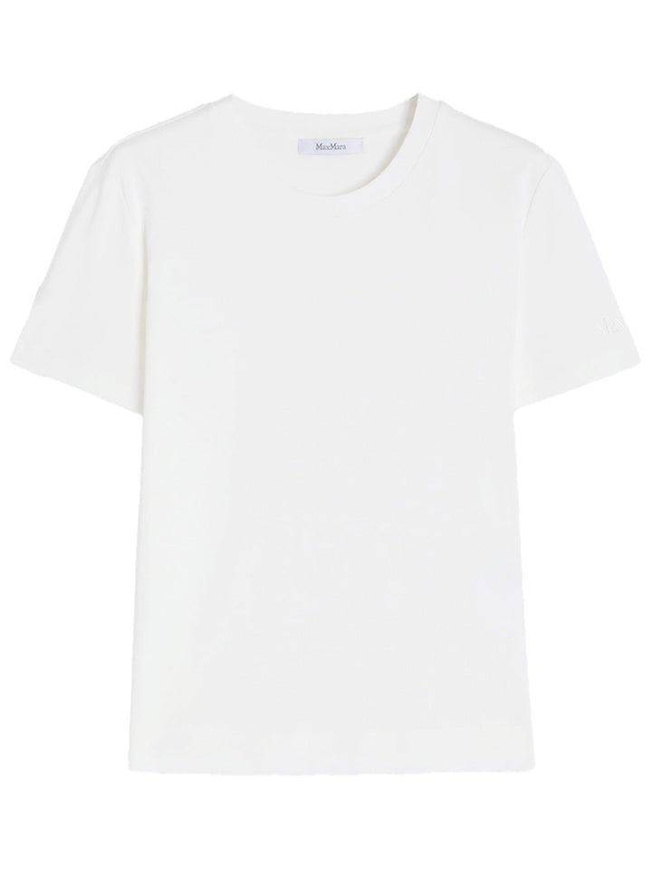 Max Mara Women Tone On Tone Embroidered Logo Cotton T-Shirt