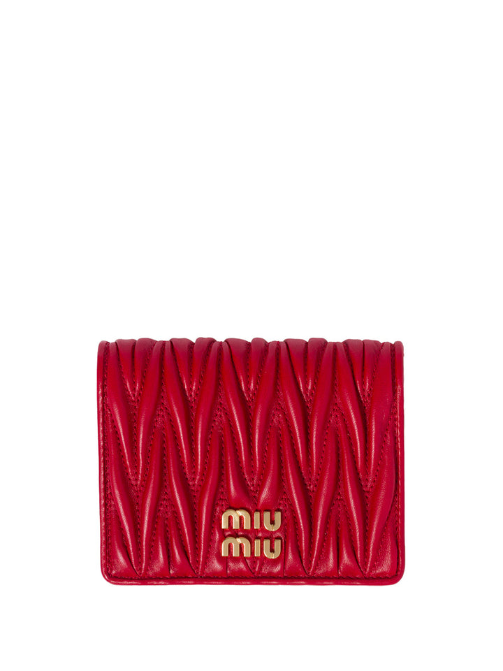 Miu Miu Women Small Matelassé Nappa Leather Wallet With Snap Closure