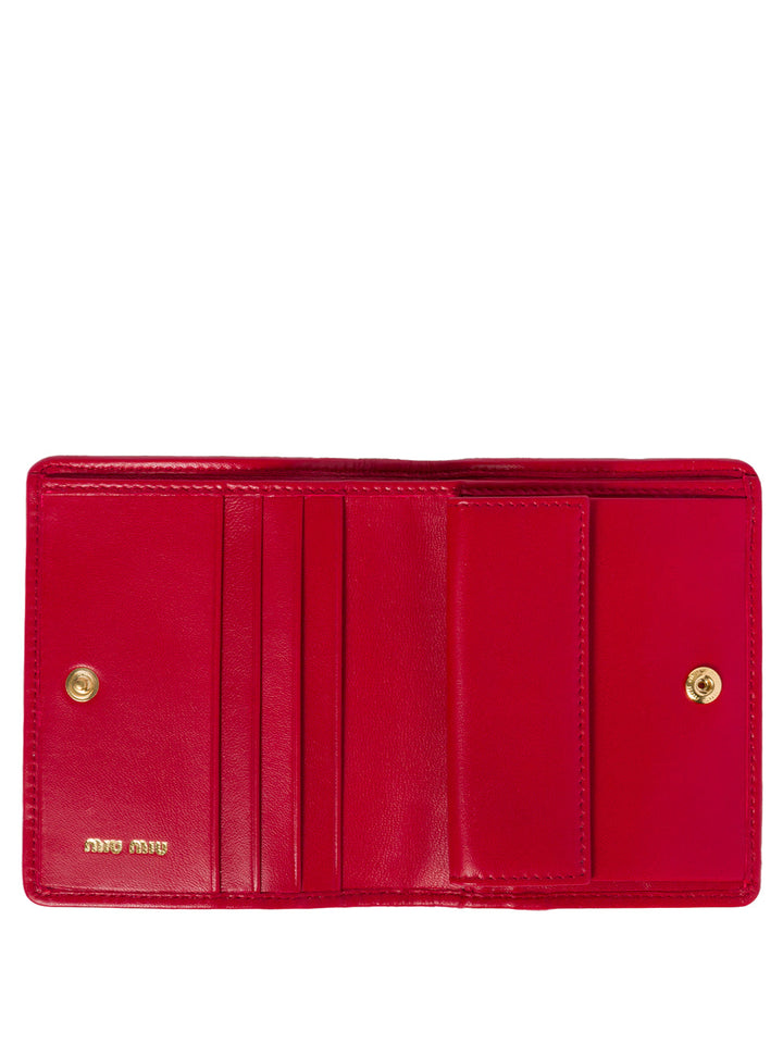 Miu Miu Women Small Matelassé Nappa Leather Wallet With Snap Closure