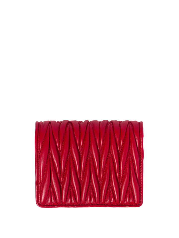 Miu Miu Women Small Matelassé Nappa Leather Wallet With Snap Closure