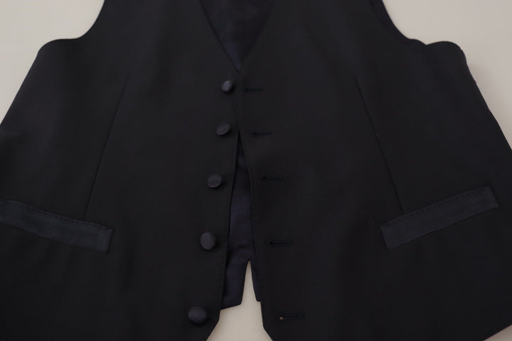 DOLCE & GABBANA Elegant Black Three-Piece Wool Blend Suit