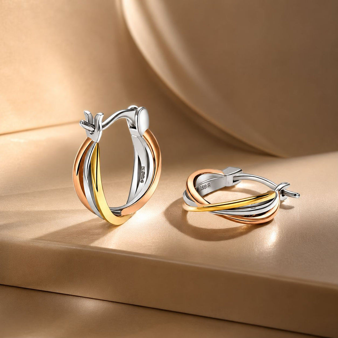 S925 Sterling Silver Earrings with Platinum, Rose Gold, and Gold Plating for Women
