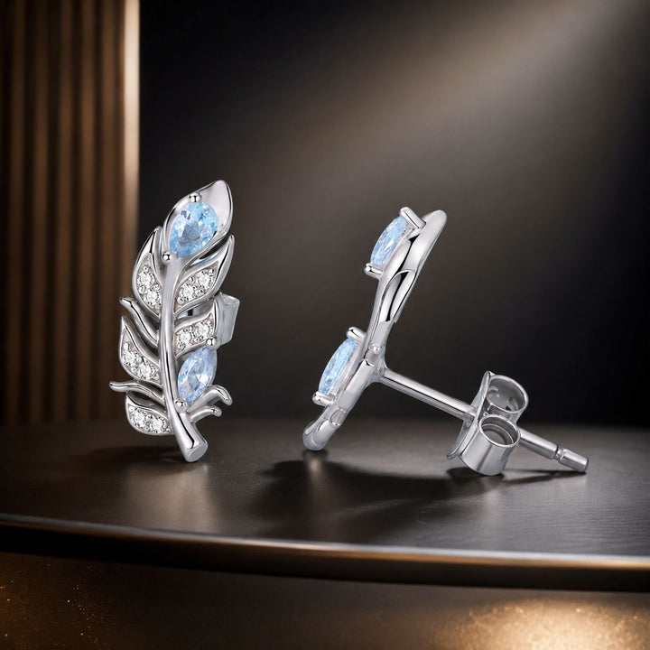 925 Sterling Silver Earrings with Pavé Setting CZ and White Gold Plating