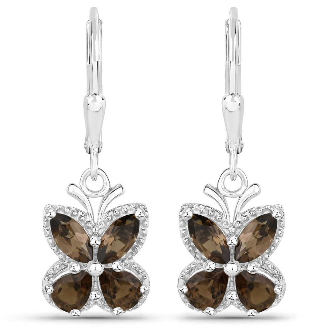 2.20 Carat Genuine Smoky Quartz .925 Sterling Silver Earrings