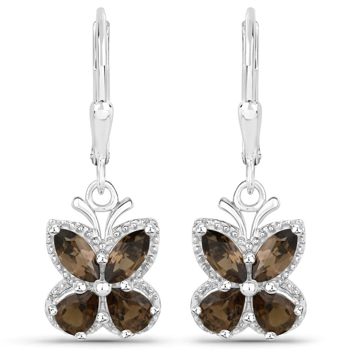 2.20 Carat Genuine Smoky Quartz .925 Sterling Silver Earrings