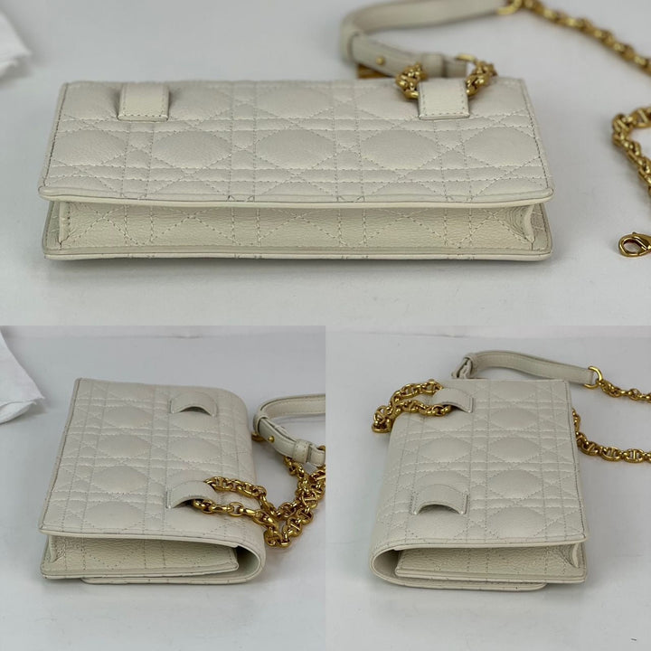 Christian Dior Caro Cannage white leather belt bag clutch – STORE 7994