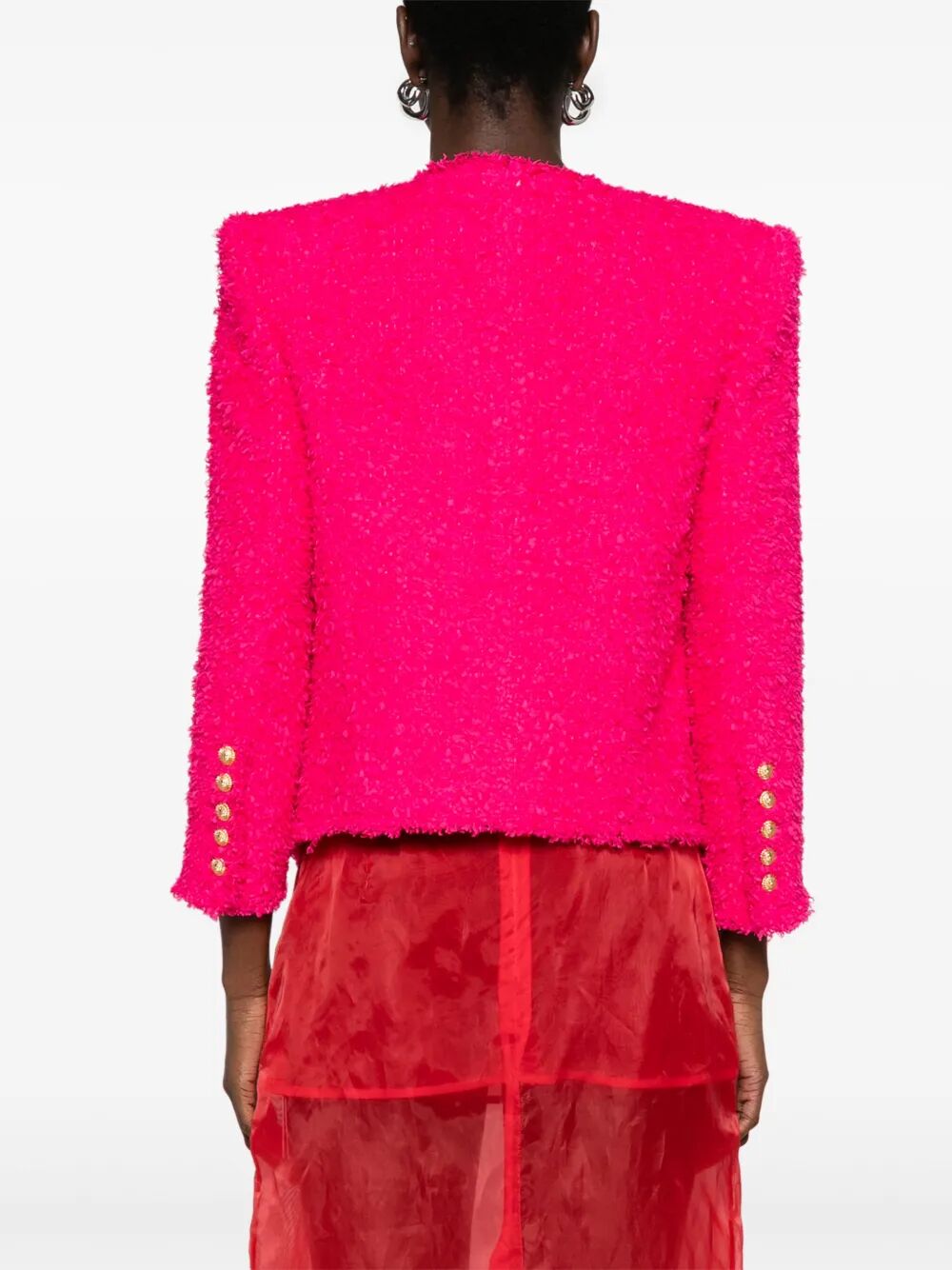 Balmain Women 8 Button Tweed Spencer Jacket