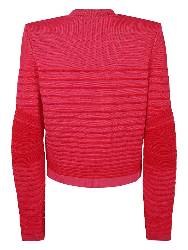 Balmain Women Lon Sleeves Side To Side Flechage Knit Cardigan