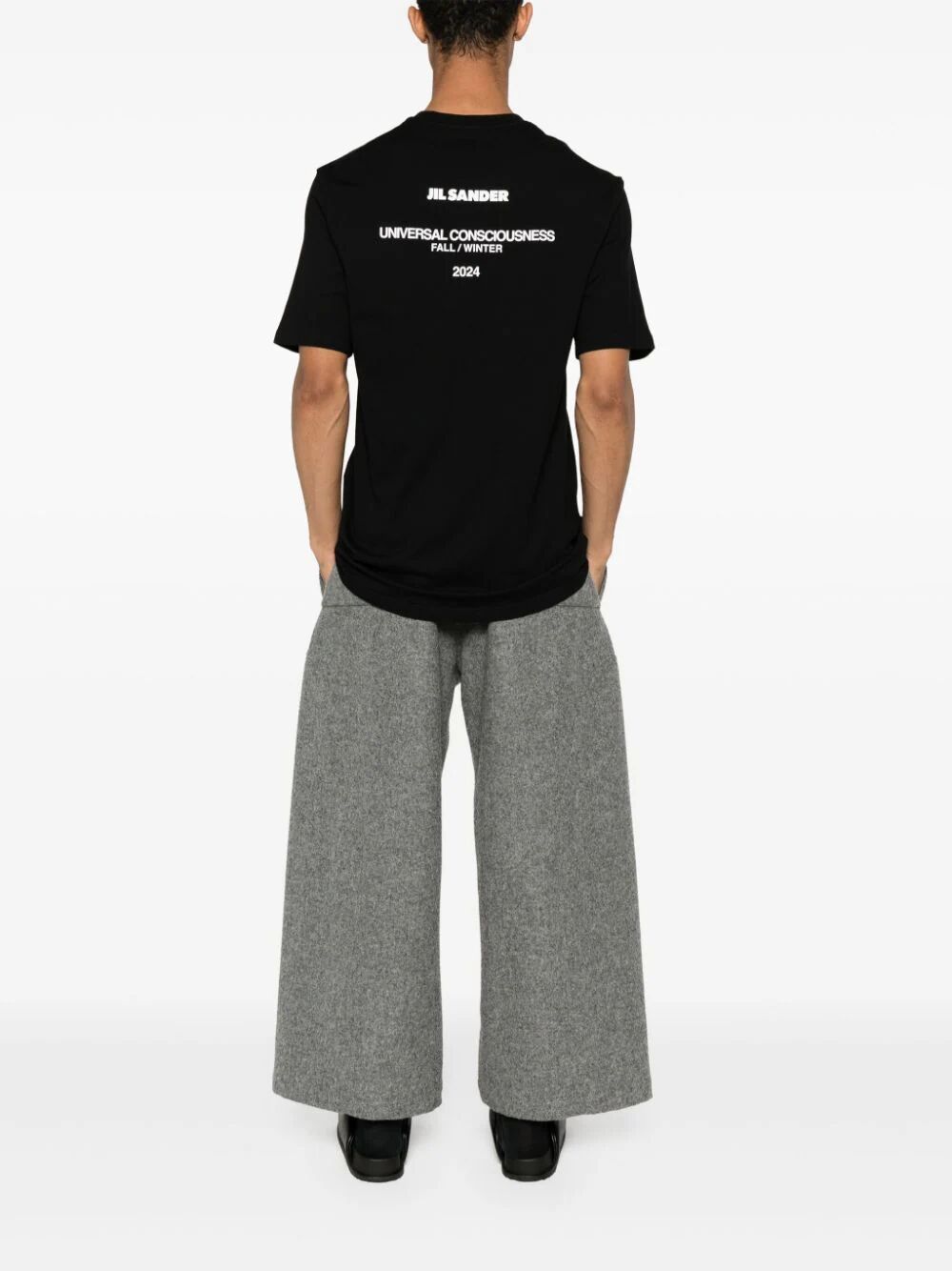 Jil Sander Men Crew Neck T-Shirt With Seasonal Print On The Back