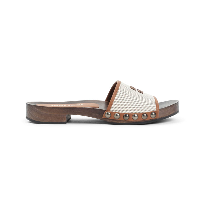 Miu Miu Canvas And Leather Clogs Women