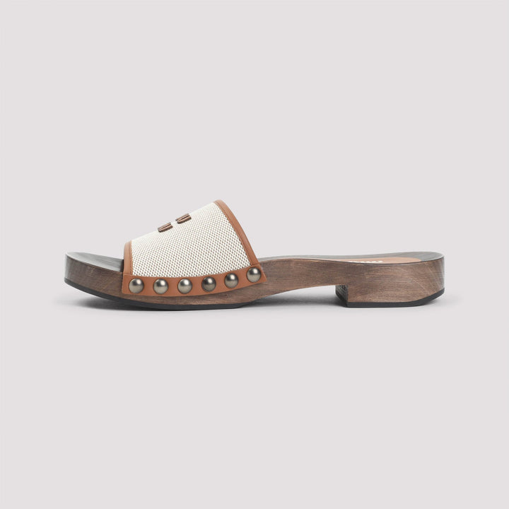 Miu Miu Canvas And Leather Clogs Women