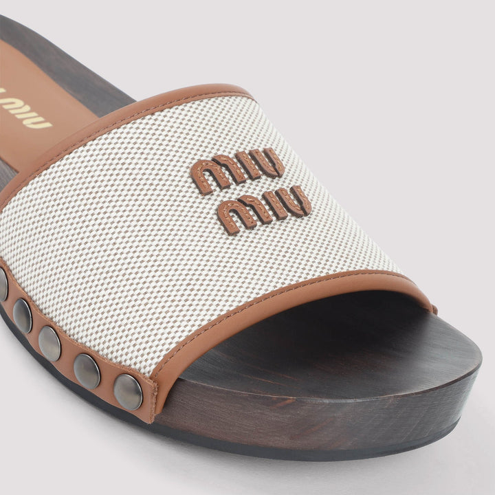 Miu Miu Canvas And Leather Clogs Women