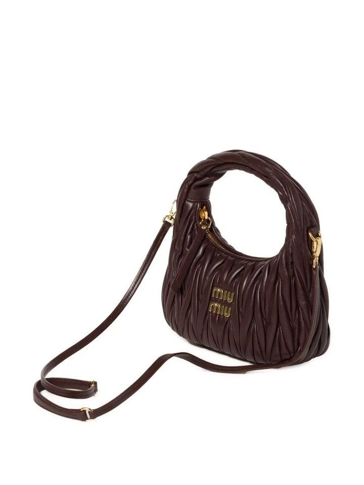 Miu Miu Women Wander Matelassé Nappa Leather Small Hobo Bag