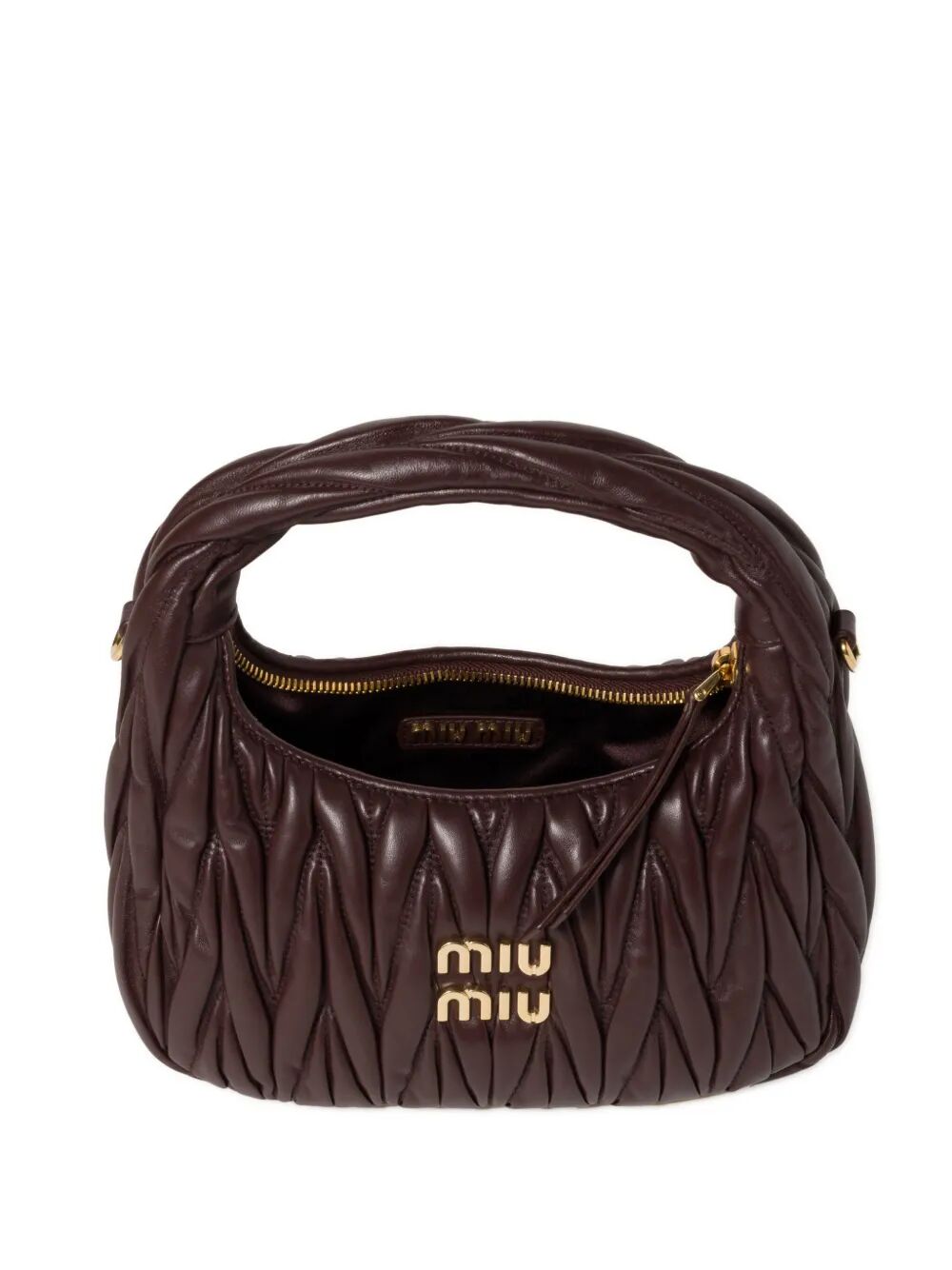 Miu Miu Women Wander Matelassé Nappa Leather Small Hobo Bag