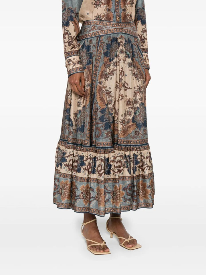 Zimmermann Women Ascension Tiered Midi Skirt