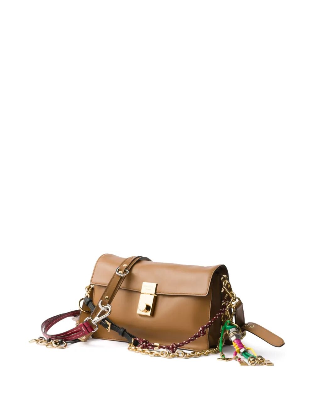 Prada Women Prada Soft Sound Small Leather Shoulder Bag With Charms