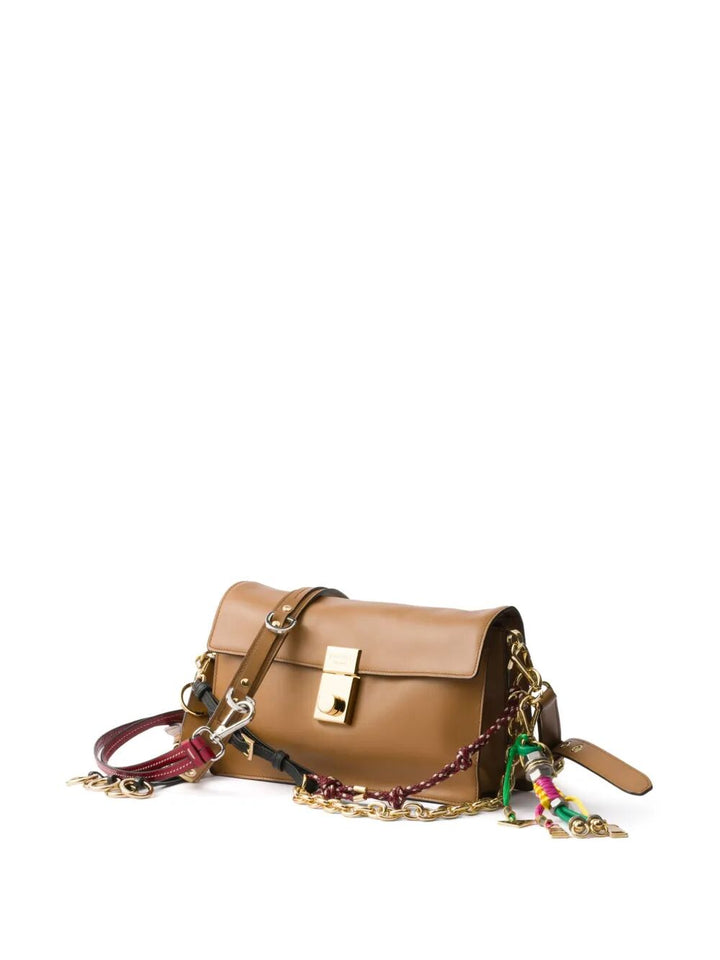 Prada Women Prada Soft Sound Small Leather Shoulder Bag With Charms
