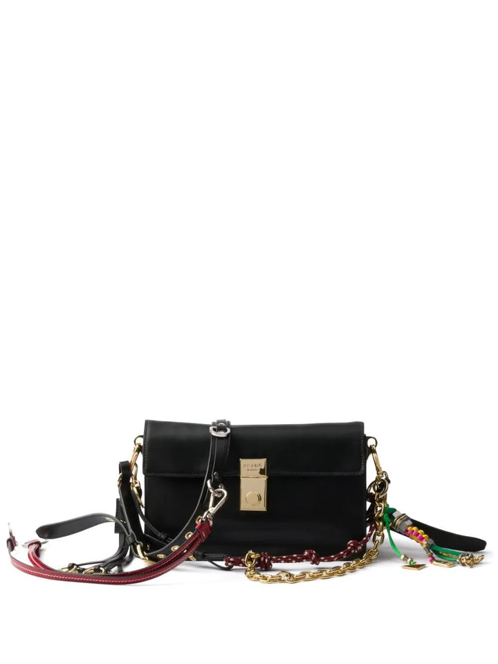Prada Women Prada Soft Sound Small Leather Shoulder Bag With Charms