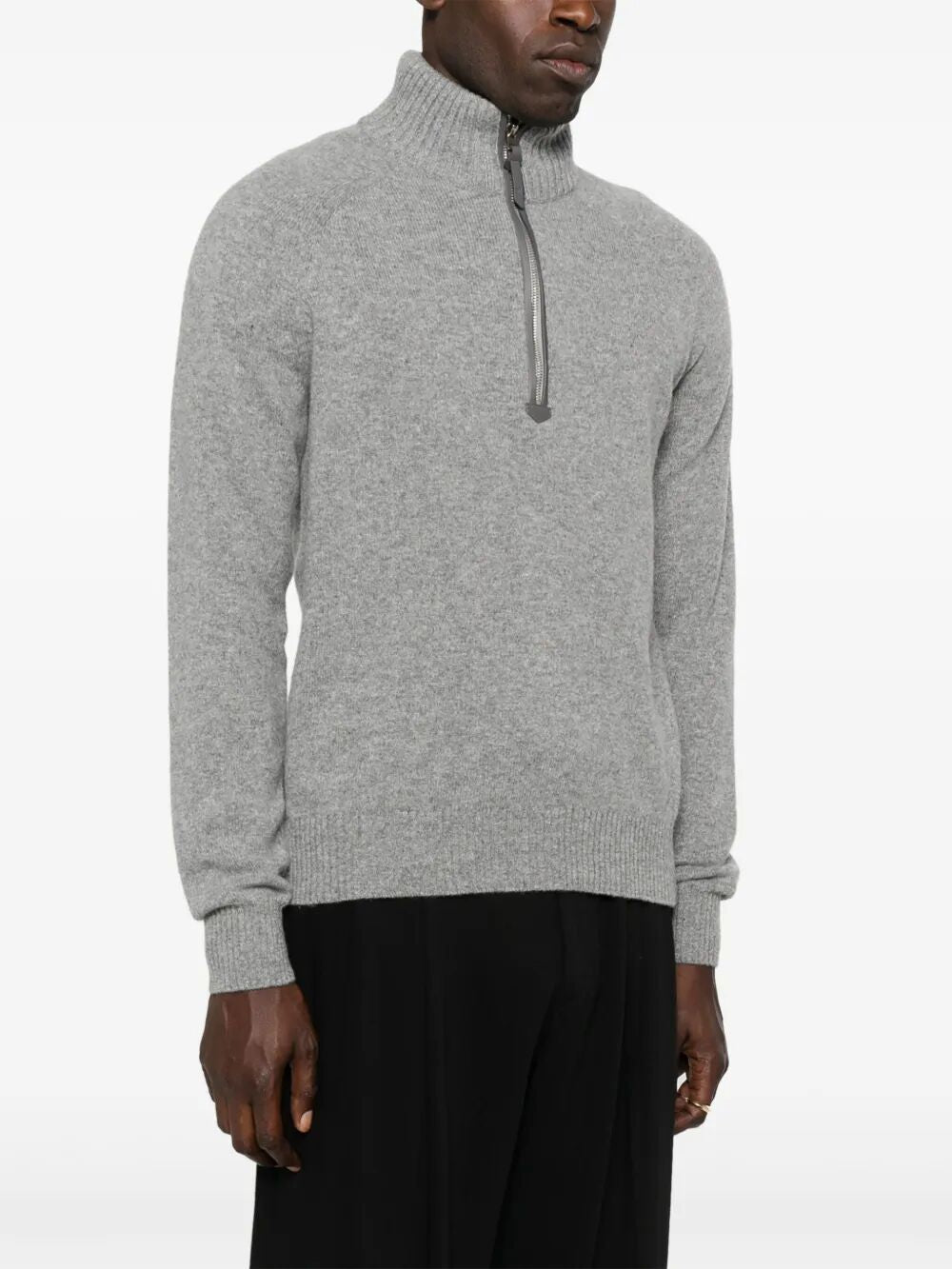 Tom Ford Men Cashmere Lambswool Half Zip Sweater