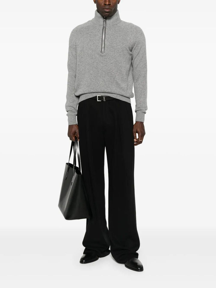 Tom Ford Men Cashmere Lambswool Half Zip Sweater