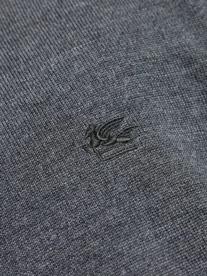 Etro Men Logo-Embroidered Wool Turtleneck Sweater