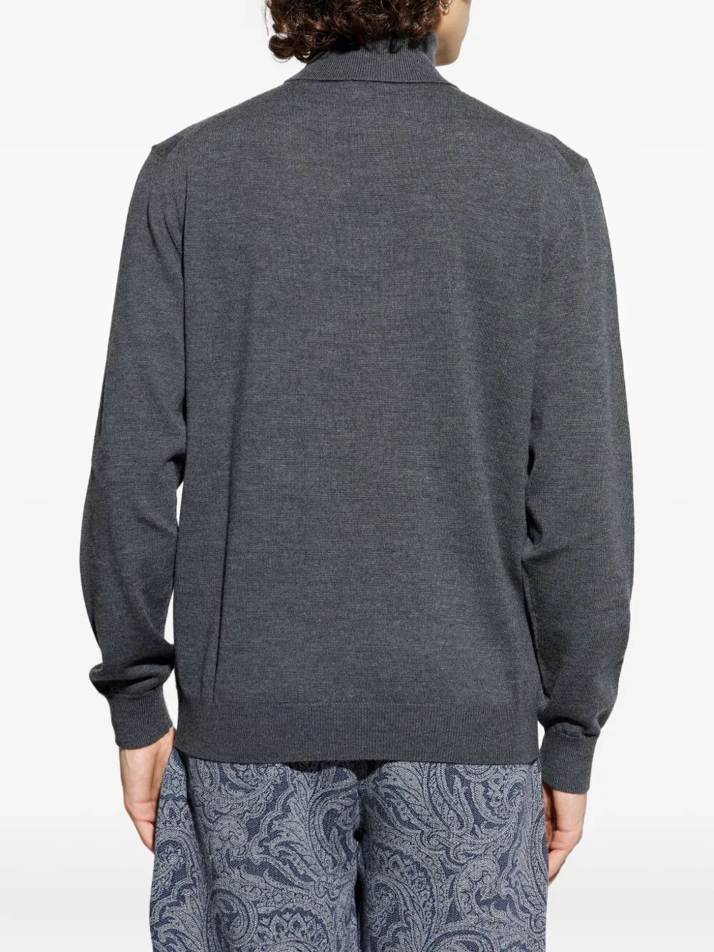 Etro Men Logo-Embroidered Wool Turtleneck Sweater