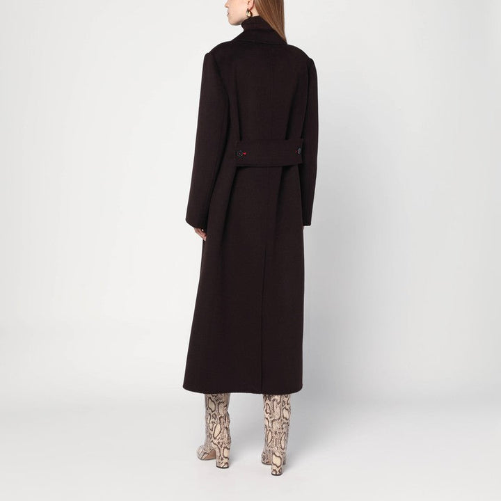 Victoria Beckham Brown Double-Breasted Coat In Wool And Cashmere Women