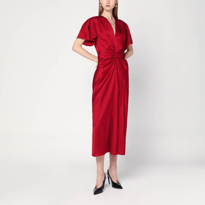 Victoria Beckham Fuchsia Pink Midi Dress With Gathered Waist Women