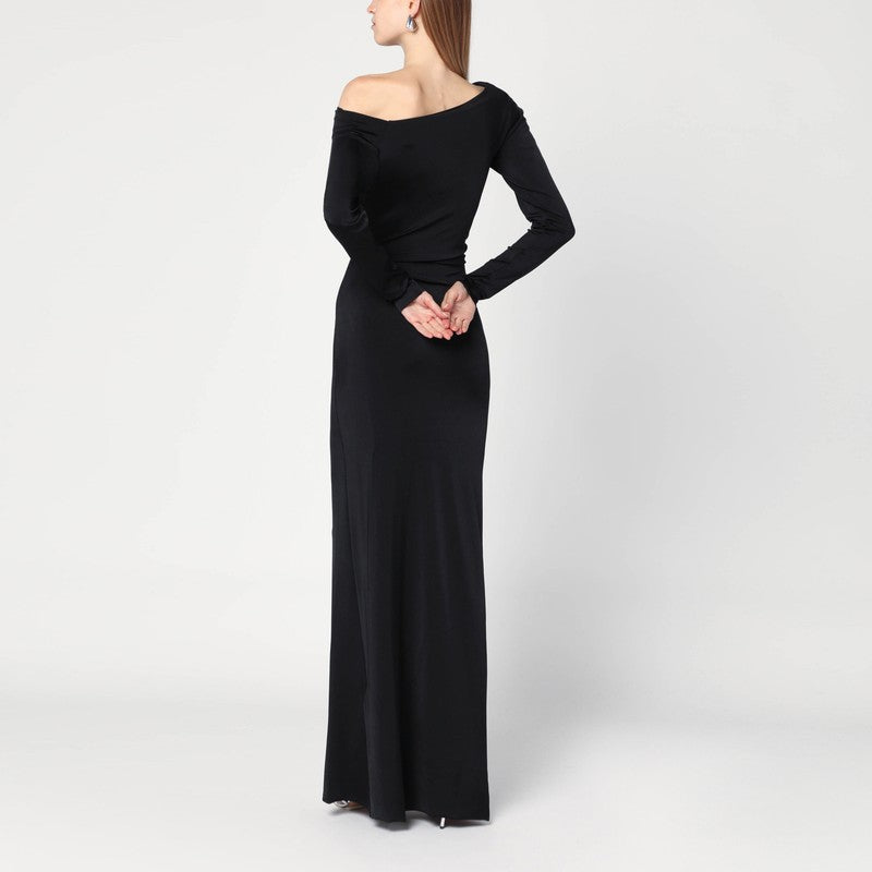 Victoria Beckham Long Black Dress In Viscose Jersey Women