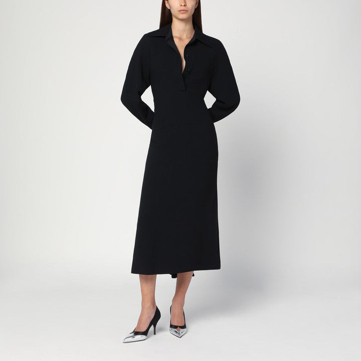 Victoria Beckham Black Satin Shirt Dress Midi Women