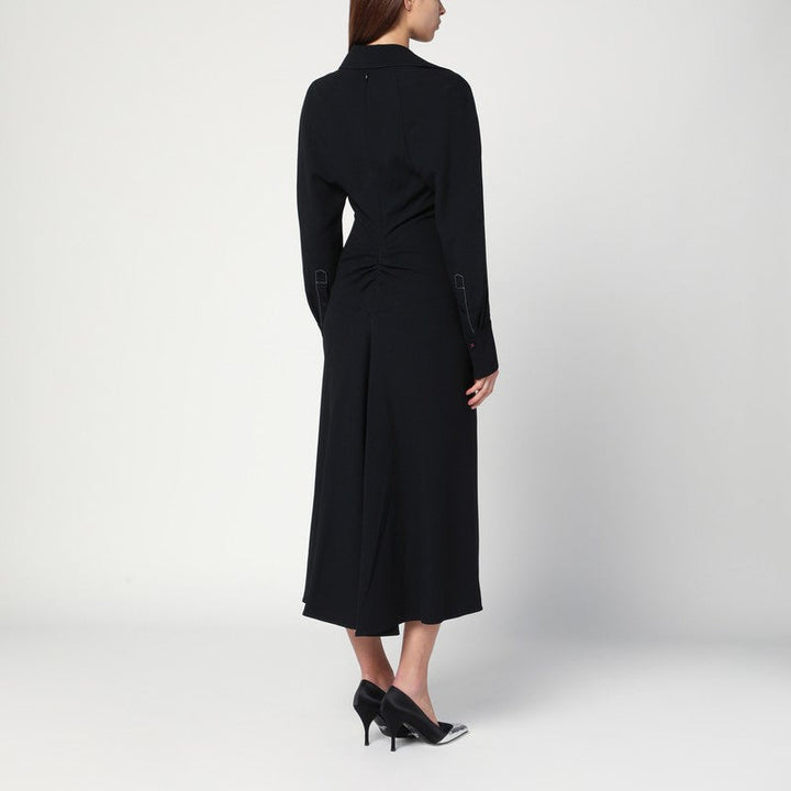 Victoria Beckham Black Satin Shirt Dress Midi Women