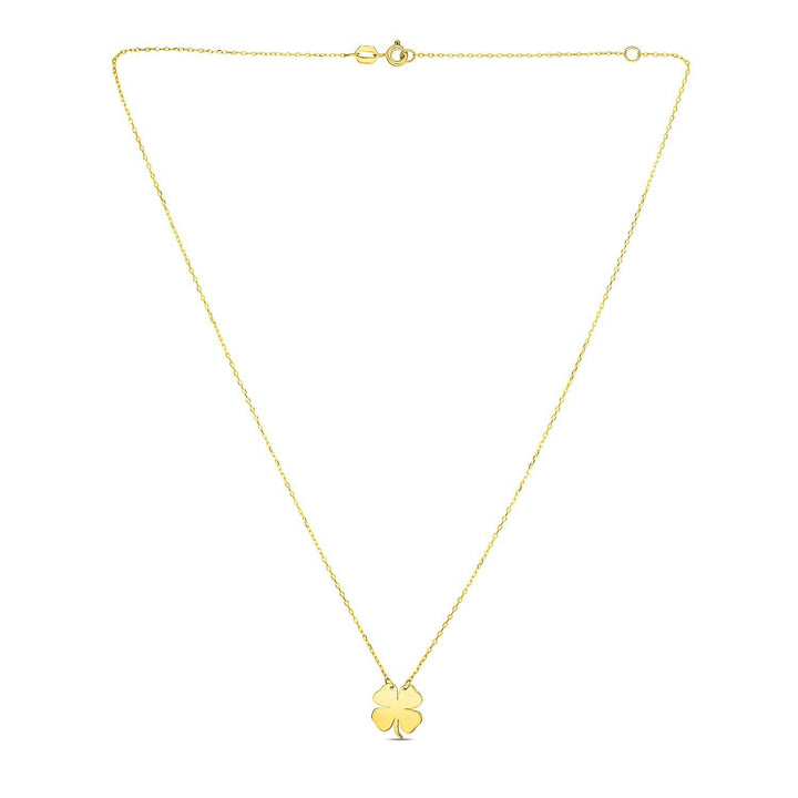 14K Yellow Gold Four Leaf Clover Necklace
