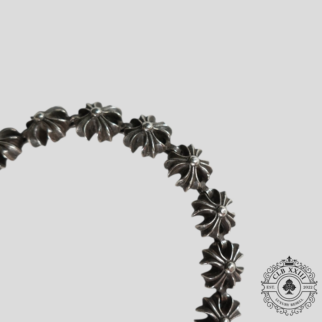 CHROME HEARTS Tiny Plus Sterling Silver Bracelet – 7” Authentic