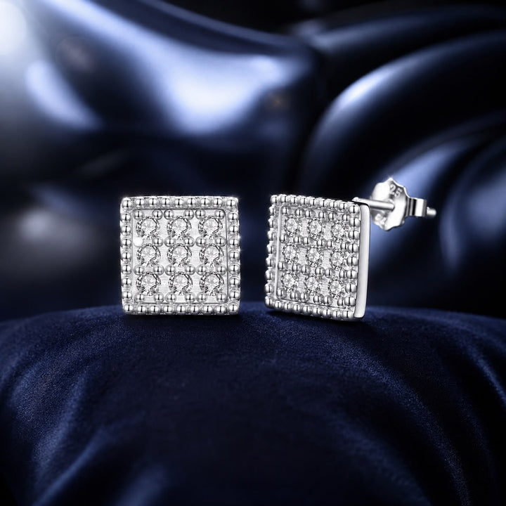 925 Sterling Silver 0.8cm Pavé Setting CZ White Gold Plated Earrings for Women