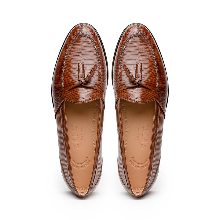 14-580-CGN FRANCO Teju Lizard Tassel Loafer, Cognac