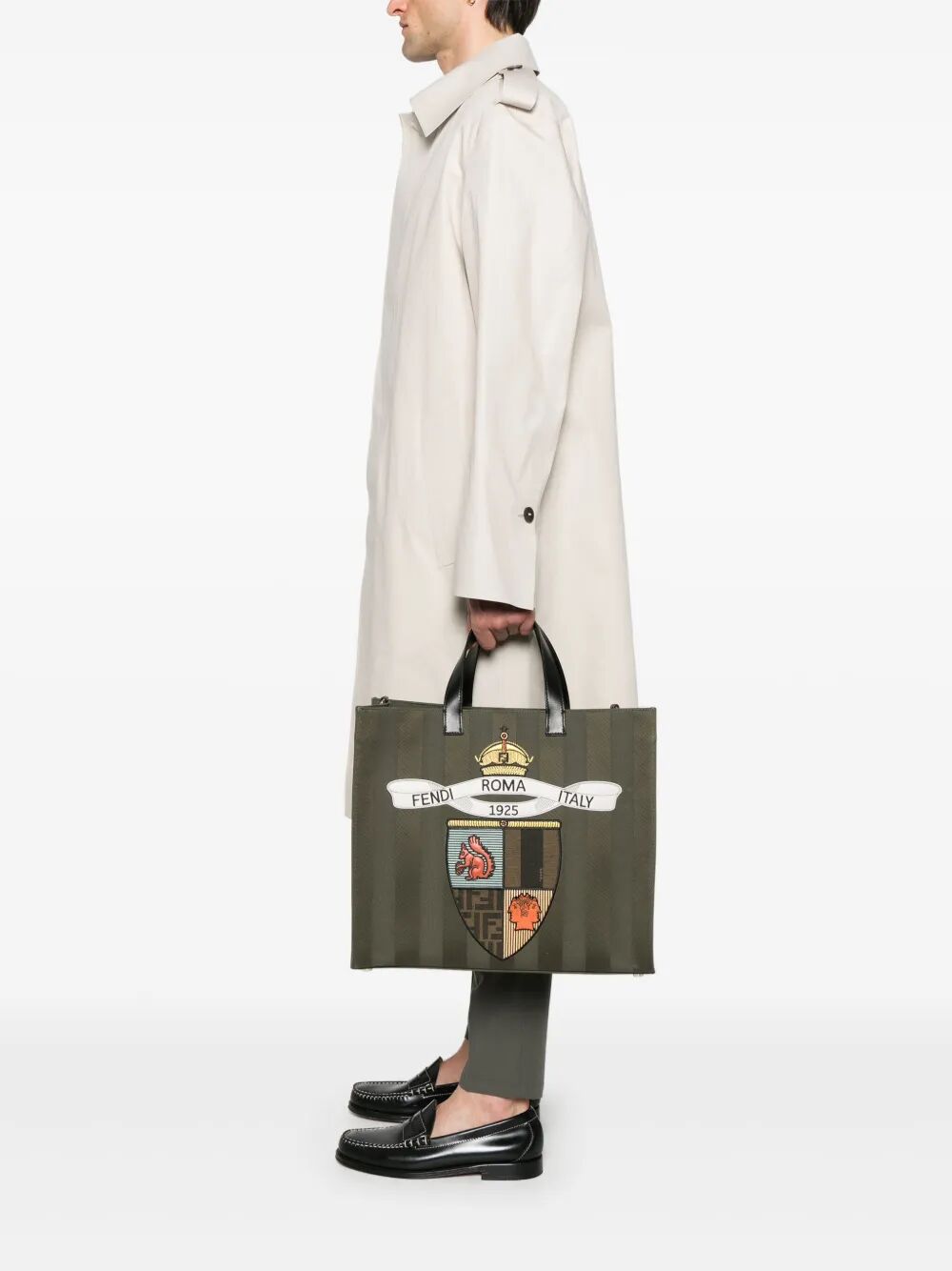 Fendi Men Fendi Club Pequin Canvas Shopper Bag