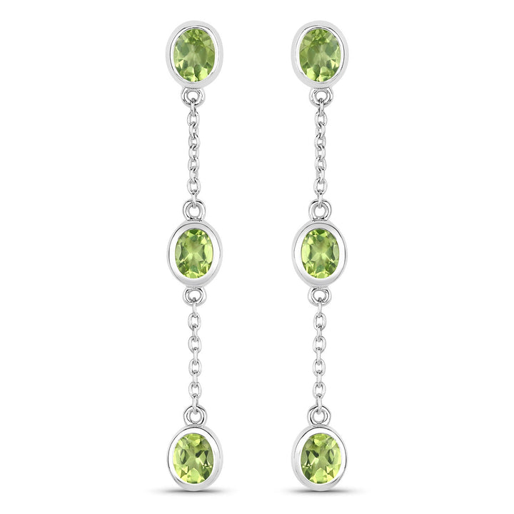 2.10 Carat Genuine Peridot .925 Sterling Silver Earrings