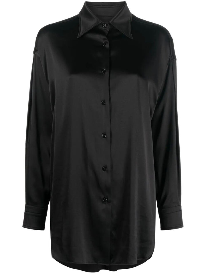 Tom Ford Women Stretch Silk Satin Relaxed Fit Shirt