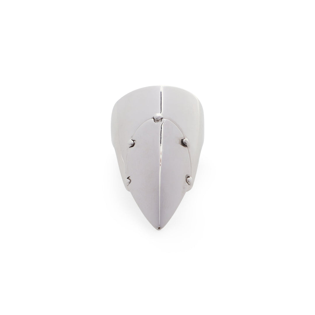 Metallic wall-mounted object on a white background