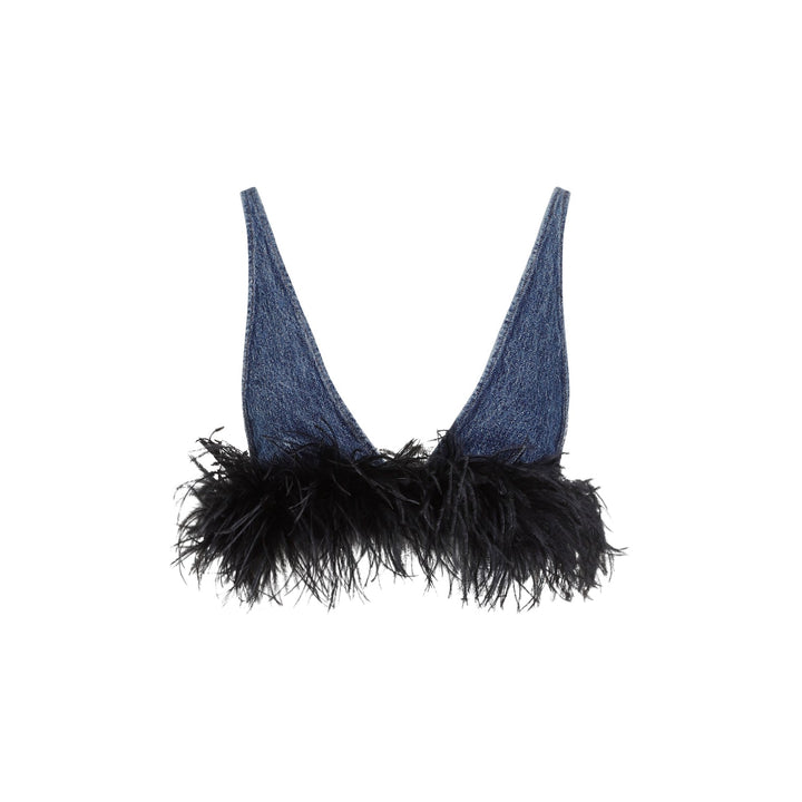 Miu Miu Cotton Top With Feathers Women