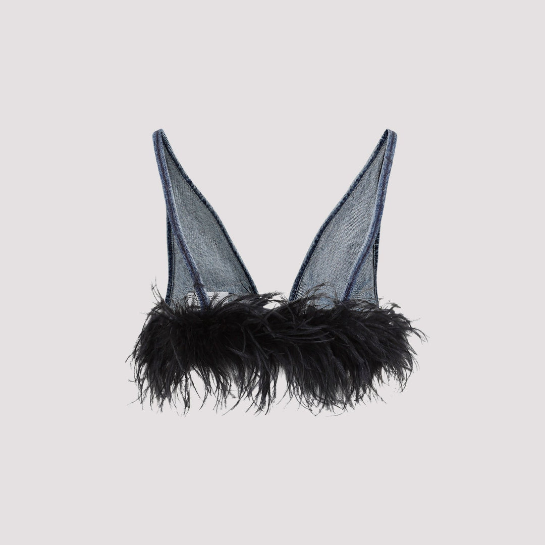 Miu Miu Cotton Top With Feathers Women