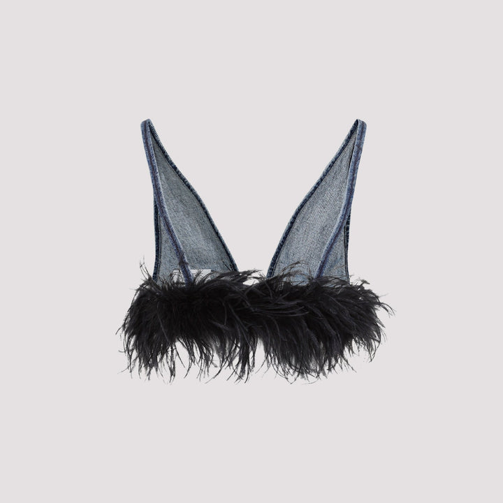 Miu Miu Cotton Top With Feathers Women