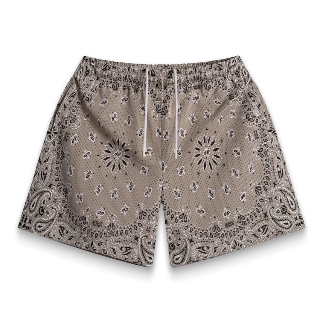Bravest Studios Screenprinted Paisley Two-Tone Khaki Shorts