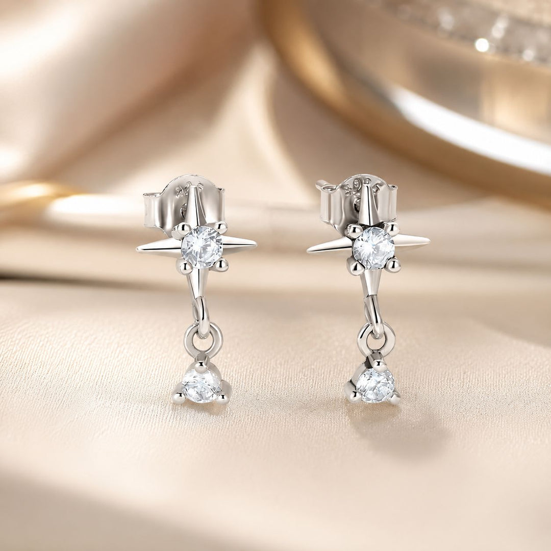 925 Sterling Silver Earrings with Pavé Setting CZ, 1.4*0.8cm for Women