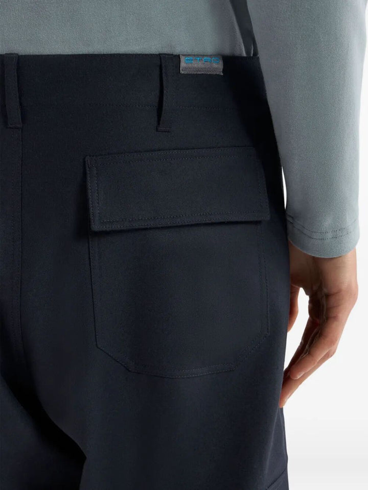 Etro Men Wool Flannel Cargo Trousers