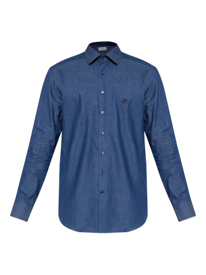 Etro Men Embroidered Logo Cotton Shirt