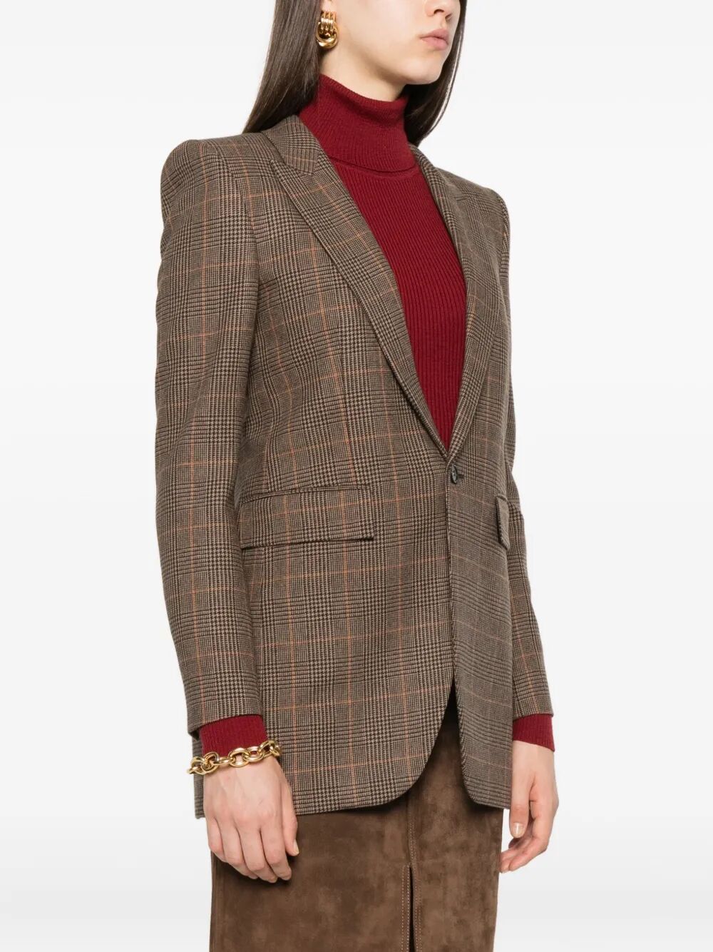 Saint Laurent Women Checked Single-Breasted Blazer